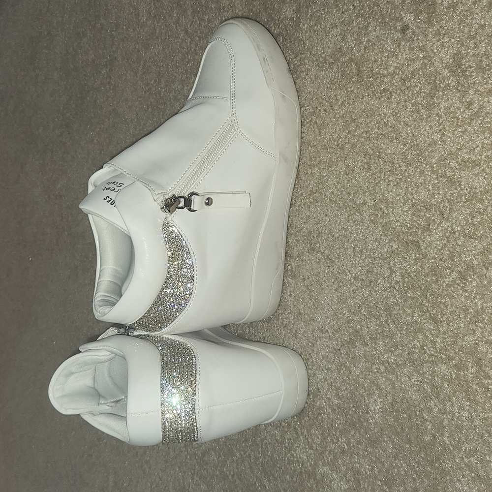 White wedge sneakers